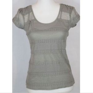 Banana Republic Taupe Lace Tee Extra Small
